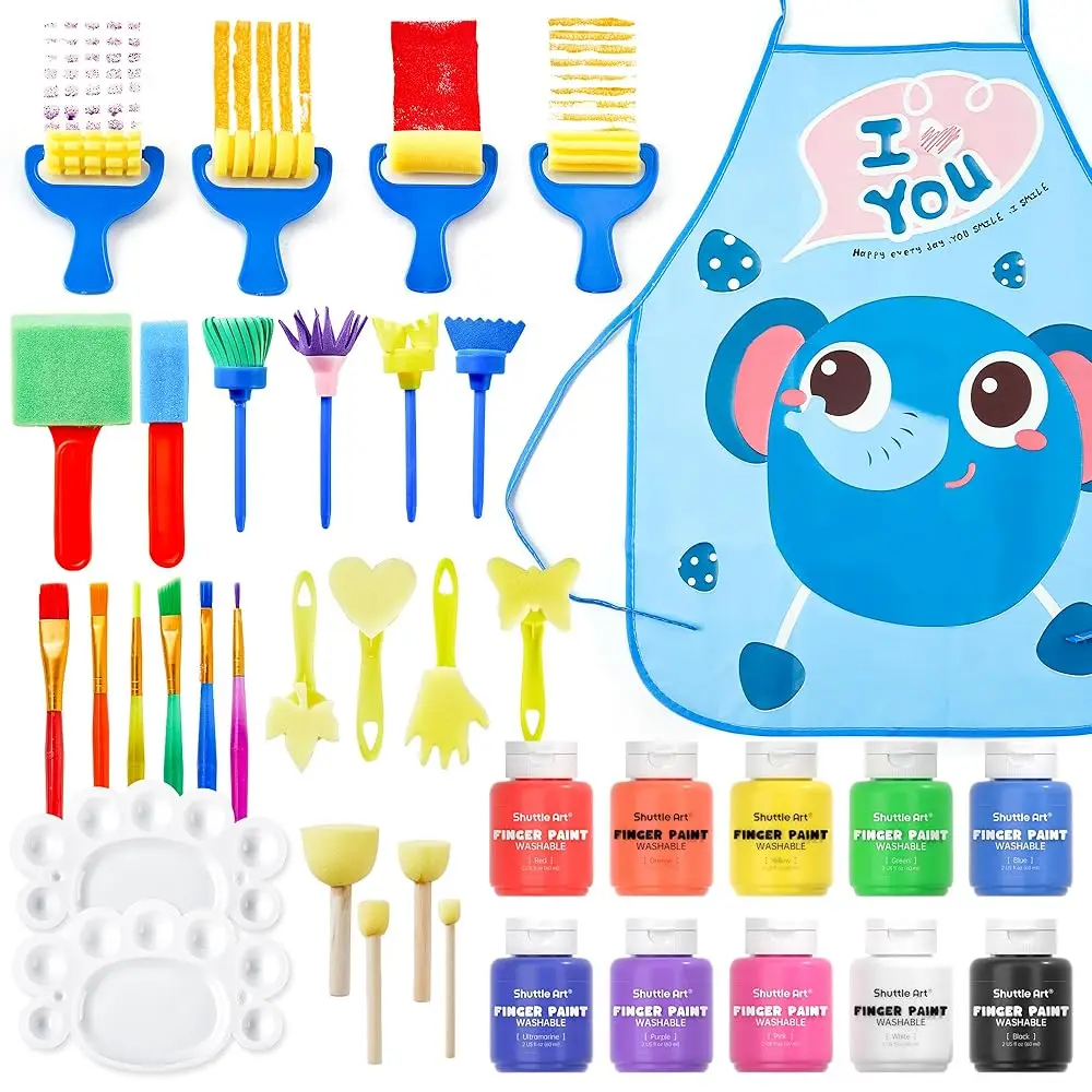 Kids Washable Finger Paints Set, 33 Pa Non Toxic Kids Painting Set With 10 Colours (60Ml) Finger Paints, Paint Pad, Sponge
Kids Washable Finger Paints Set, 33 Pa Non Toxic Kids Painting Set With 10 Colours (60Ml) Finger Paints, Paint Pad, Sponge