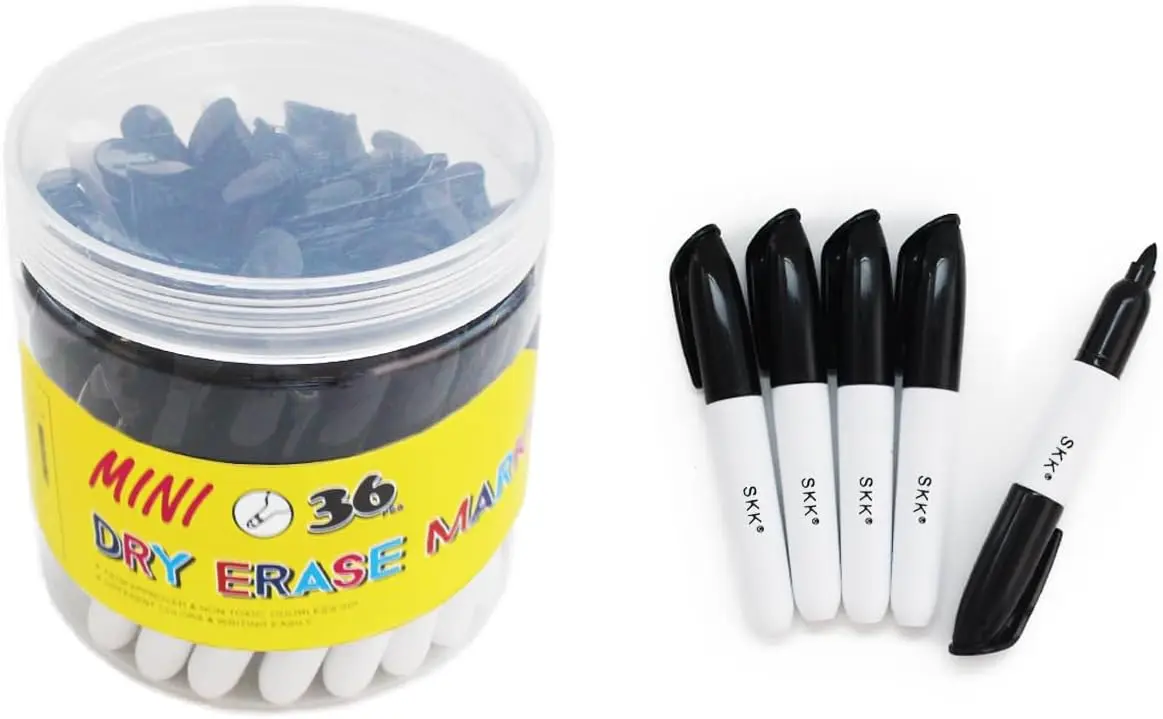 36 Mini Dry Erase Markers for Kids, 3.5'' Black Whiteboard Pens with Fine Tip for Classroom Home
36 Mini Dry Erase Markers for Kids, 3.5'' Black Whiteboard Pens with Fine Tip for Classroom Home