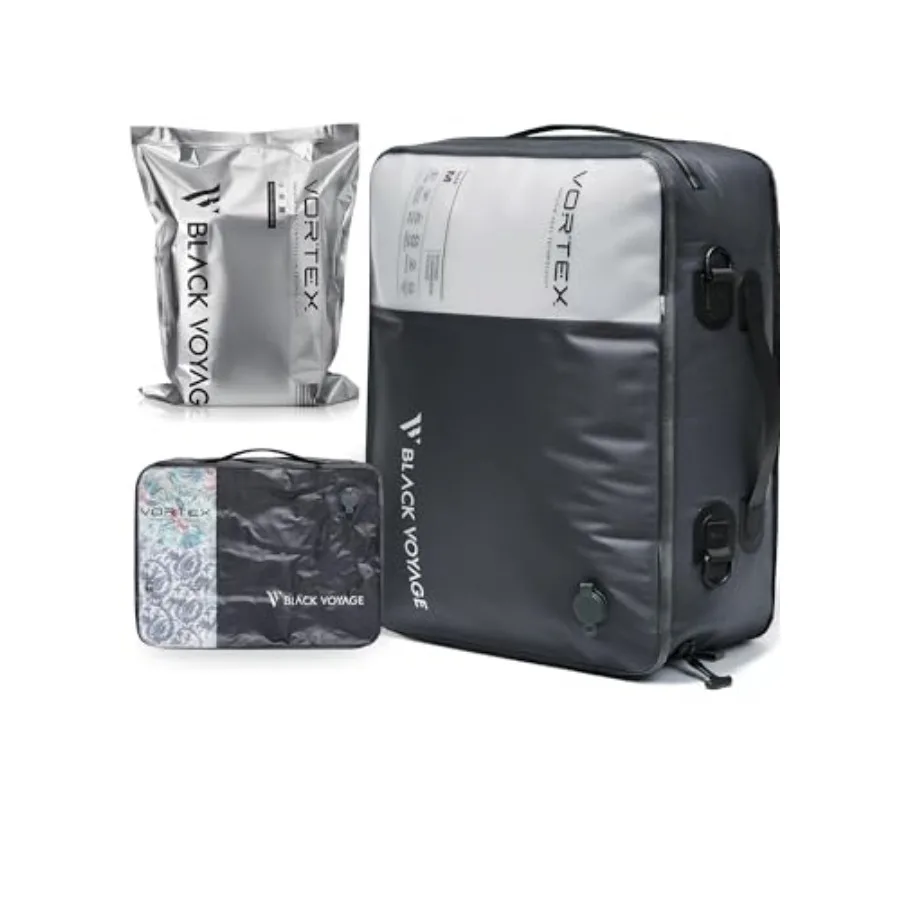 Black Voyage Reusable Vacuum Compression Travel Bag for Carry-On Suitcase and Backpack, Recycled IP67 Waterproof Space Saver Va
Black Voyage Reusable Vacuum Compression Travel Bag for Carry-On Suitcase and Backpack, Recycled IP67 Waterproof Space Saver Va