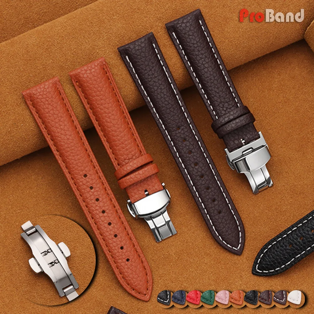 Genuine Calfskin Litchi Leather Watch Bands 18/19/20/21/22/24mm Strap for Seiko for Omega Business Men Women Butterfly Buckle
Genuine Calfskin Litchi Leather Watch Bands 18/19/20/21/22/24mm Strap for Seiko for Omega Business Men Women Butterfly Buckle