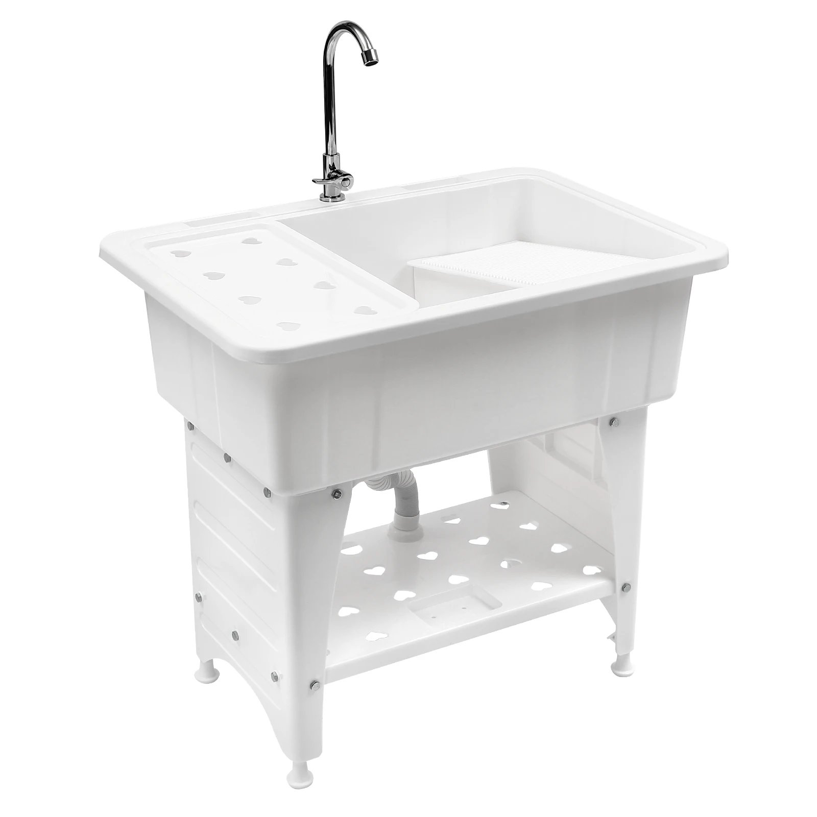 Utility Sink Laundry Tub with 220.46 lbs Capacity, Adjustable Feet, 360° Rotatable Faucet, Removable Washboard, Easy Installatio
Utility Sink Laundry Tub with 220.46 lbs Capacity, Adjustable Feet, 360° Rotatable Faucet, Removable Washboard, Easy Installatio