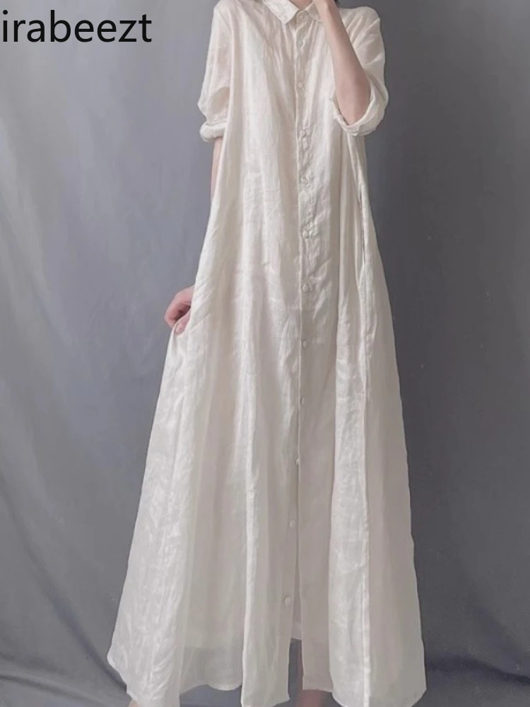 Women's Bohemian Linen Shirt Robe Loose Fit Oversize Flowy A-Line Blouse Dress with Turn-Down Collar Casual Long Sleeve Dresses
Women's Bohemian Linen Shirt Robe Loose Fit Oversize Flowy A-Line Blouse Dress with Turn-Down Collar Casual Long Sleeve Dresses