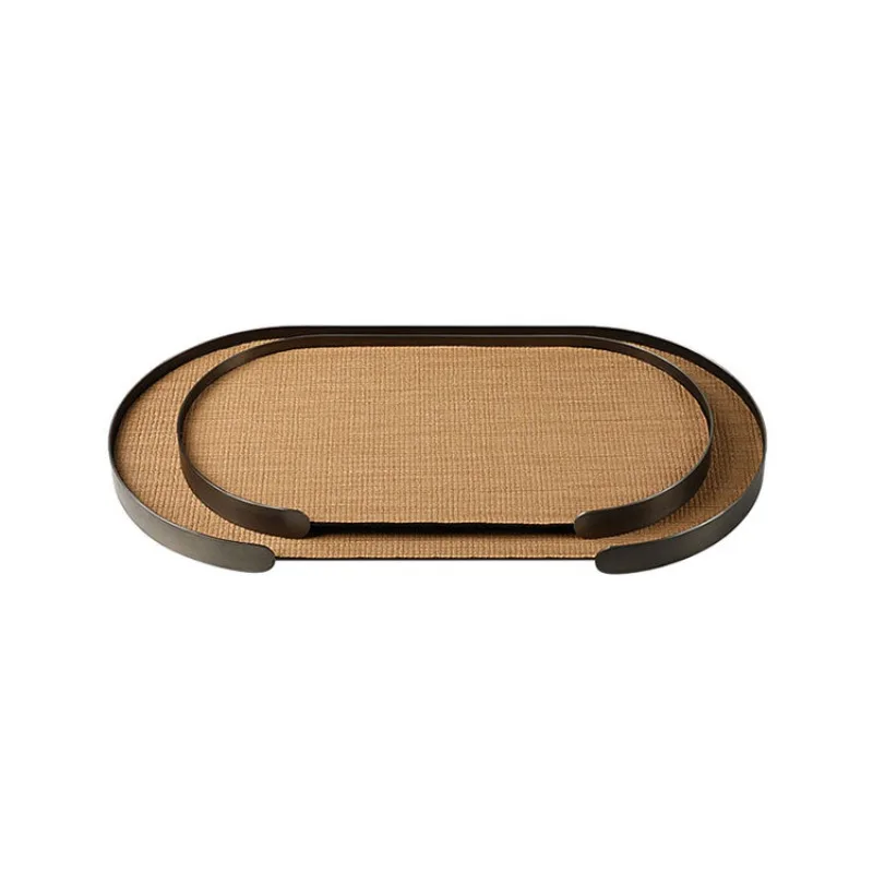 Simple and modern creative metal leather tray model room B & B home living room coffee table desktop storage plate ornament
Simple and modern creative metal leather tray model room B & B home living room coffee table desktop storage plate ornament