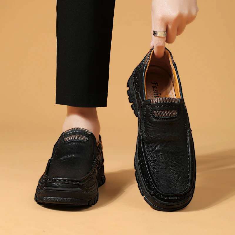 Men's Casual Loafers Handmade Breathable Leather Shoes with Thick Rubber Sole Comfortable Footwear Classic Hand Sewn Seams
Men's Casual Loafers Handmade Breathable Leather Shoes with Thick Rubber Sole Comfortable Footwear Classic Hand Sewn Seams