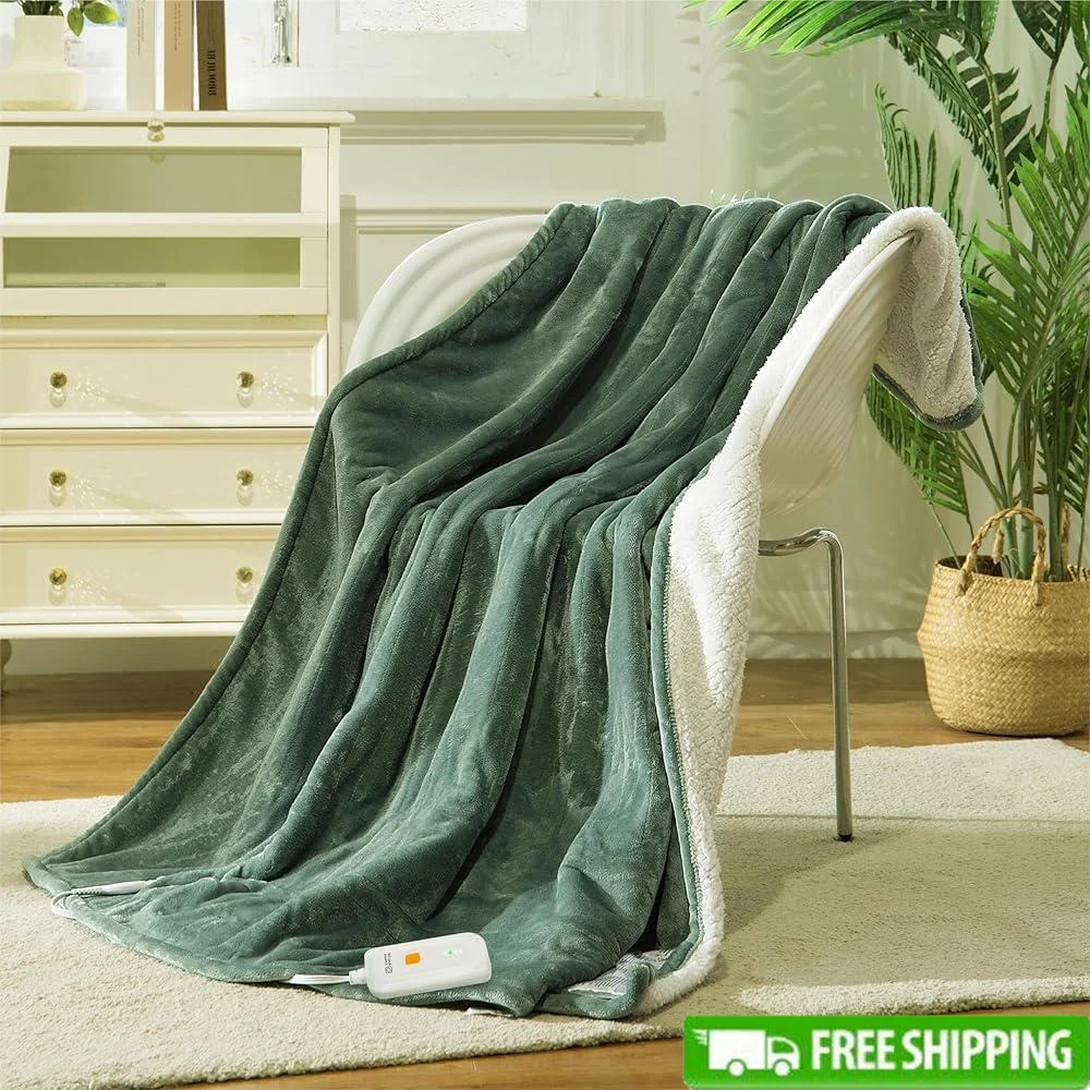 Electric Heated Blanket Soft Plush Throw 4 Heat Settings Auto Shut Off Washable Fluffy Cozy Warm Blanket ETL FCC Certified
Electric Heated Blanket Soft Plush Throw 4 Heat Settings Auto Shut Off Washable Fluffy Cozy Warm Blanket ETL FCC Certified