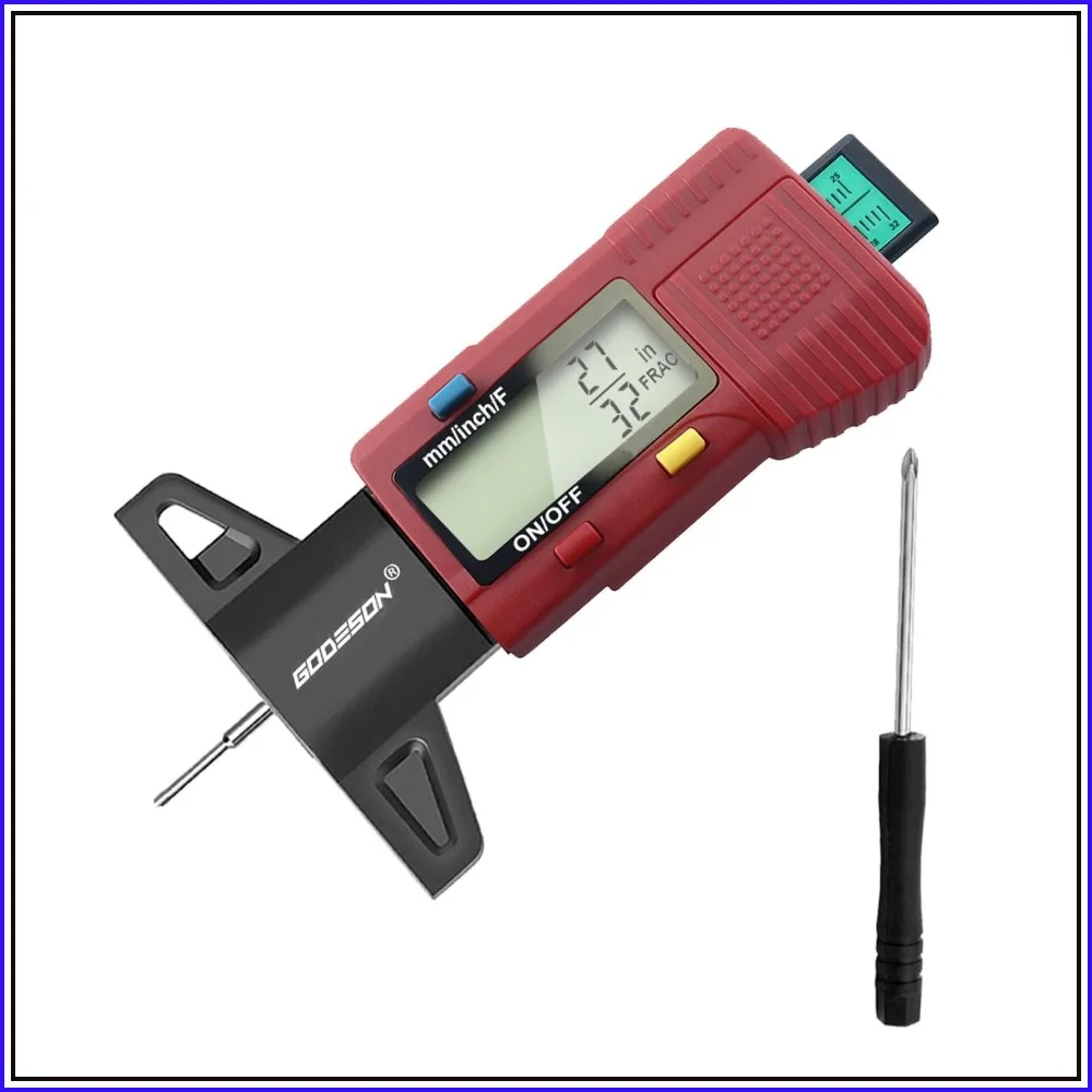 Red Digital Tire Tread Depth Gauge - 3 Modes (Fractional/Decimal Inch/mm), Zeroable, Accurate LCD Display for Cars, Motorcycles, SUVs, Trucks & Vans
Red Digital Tire Tread Depth Gauge - 3 Modes (Fractional/Decimal Inch/mm), Zeroable, Accurate LCD Display for Cars, Motorcycles, SUVs, Trucks & Vans