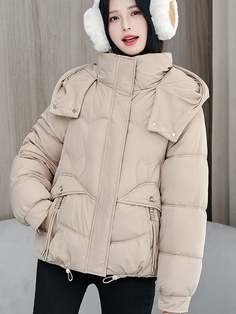 Korean Sle Women's ort down Cotton Jaet Hooded Padded Coat Winter Outerwear Loose Fit Zipper ket Thiened Polyester
Korean Sle Women's ort down Cotton Jaet Hooded Padded Coat Winter Outerwear Loose Fit Zipper ket Thiened Polyester