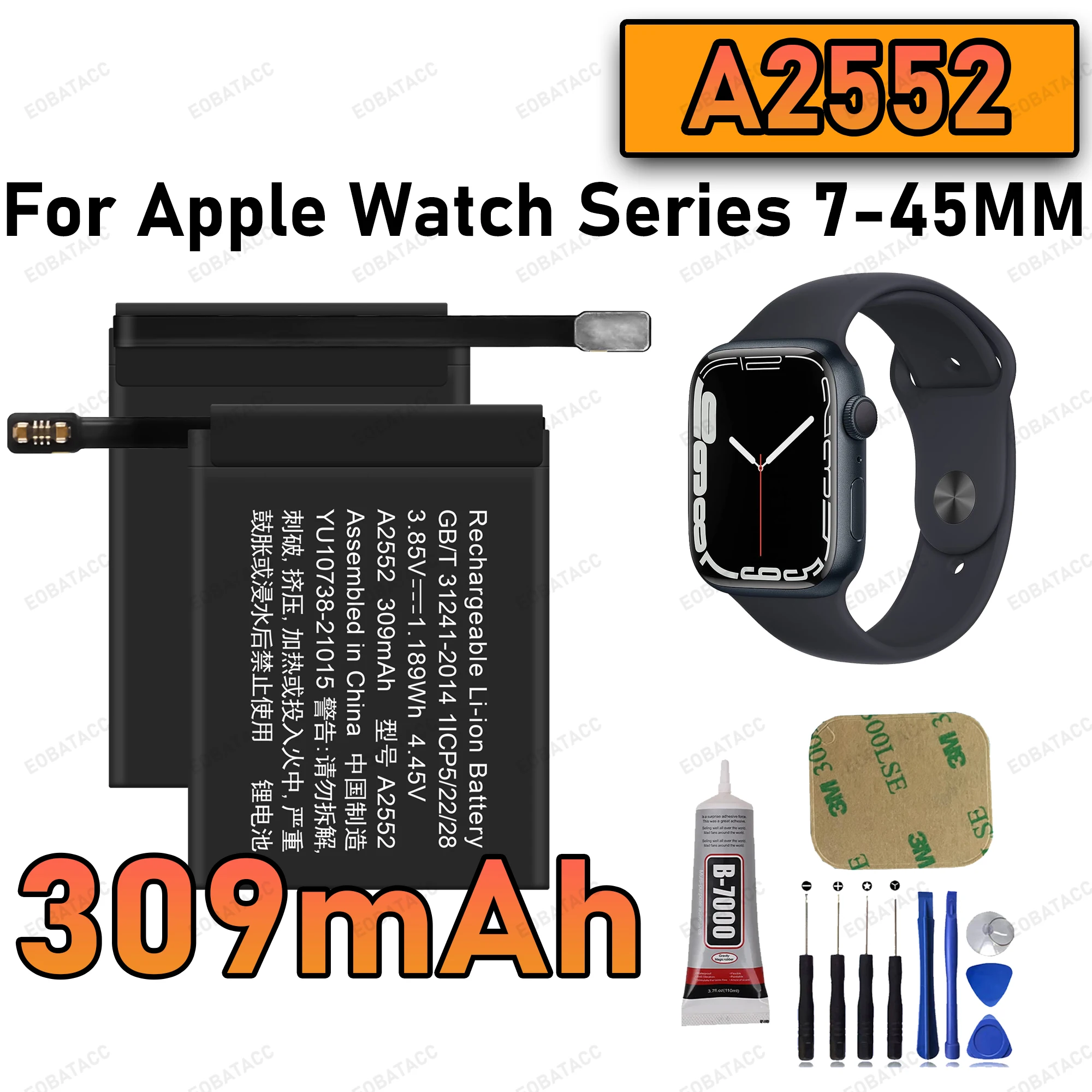 100% New Zero Cycle Original A2552 Battery For Apple Watch Series 7 45MM Smart Watch Bateria+Free Tools
100% New Zero Cycle Original A2552 Battery For Apple Watch Series 7 45MM Smart Watch Bateria+Free Tools