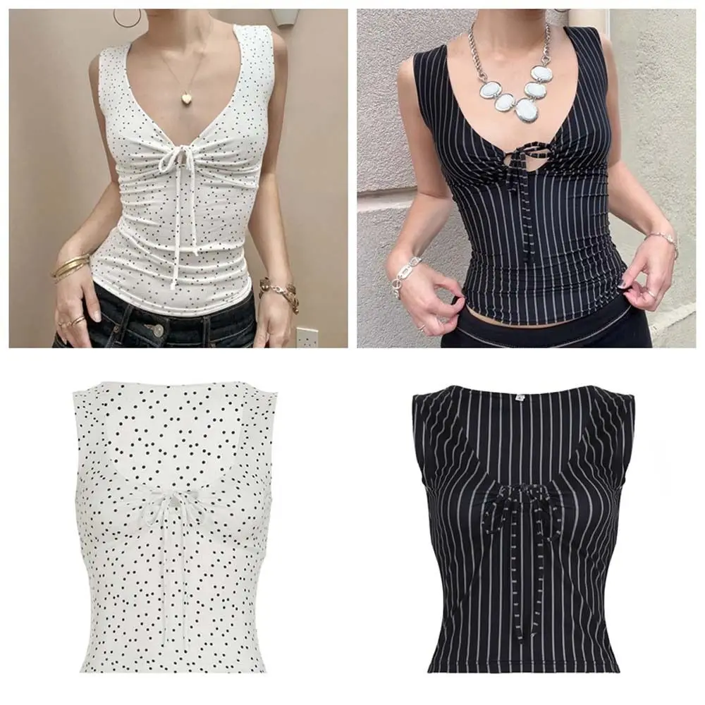 Sweet Round Dot Sleeveless Crop Top Korean Style Black Stripe Lace Up Vest Top Ins Y2K Chic Women Camisole Female
Sweet Round Dot Sleeveless Crop Top Korean Style Black Stripe Lace Up Vest Top Ins Y2K Chic Women Camisole Female