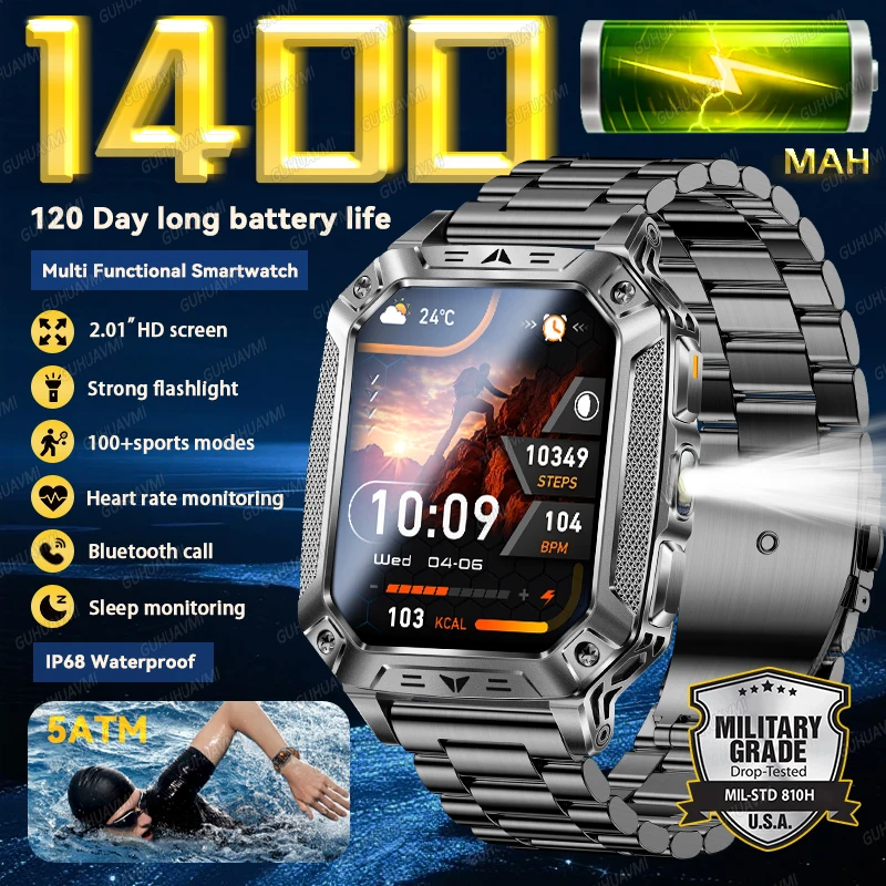 2026 New 1400mAh Battery Outdoor Sports SmartWatch 5ATM Waterproof Flashlight Bluetooth Call Health Monitor Military Smartwatchs
2026 New 1400mAh Battery Outdoor Sports SmartWatch 5ATM Waterproof Flashlight Bluetooth Call Health Monitor Military Smartwatchs