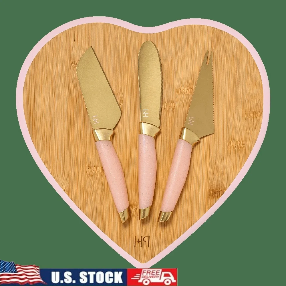 4 Piece Heart Shaped Bamboo Cutting Board Set with Cheese Knives Durable Stainless Steel Blades Perfect Charcuterie Serving
4 Piece Heart Shaped Bamboo Cutting Board Set with Cheese Knives Durable Stainless Steel Blades Perfect Charcuterie Serving