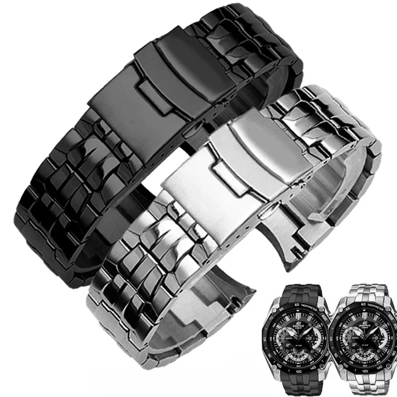 Curved End Watchband For Casio EF-550 High-Quality Watch Strap 22mm Solid Stainless Steel Watch Bracelet Chain Part Silver Black
Curved End Watchband For Casio EF-550 High-Quality Watch Strap 22mm Solid Stainless Steel Watch Bracelet Chain Part Silver Black