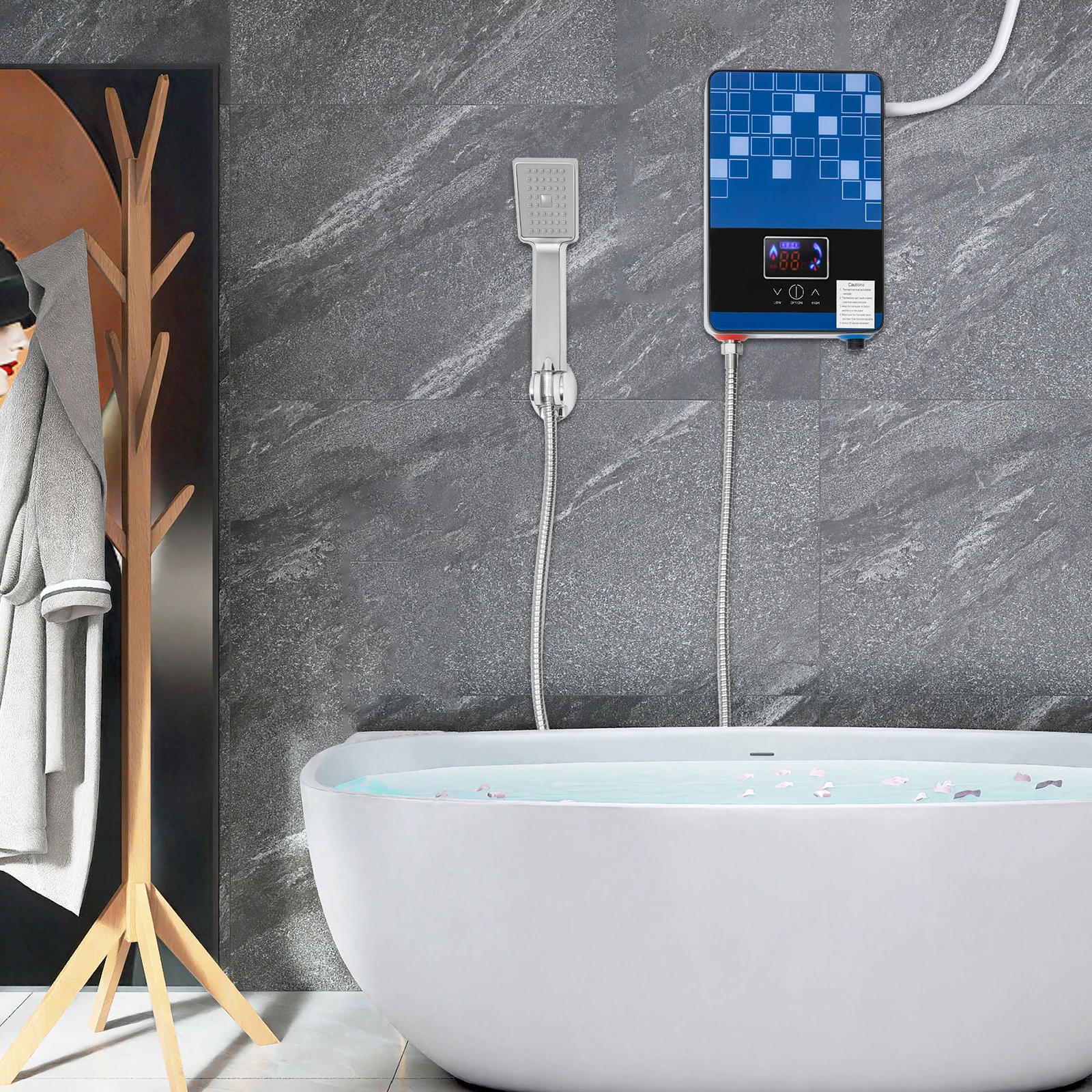 110V 4500W IPX4 Three-piece Shower Set Water Heater with Instant Temperature LED Display for Use in Kitchens Bathrooms Toilets
110V 4500W IPX4 Three-piece Shower Set Water Heater with Instant Temperature LED Display for Use in Kitchens Bathrooms Toilets