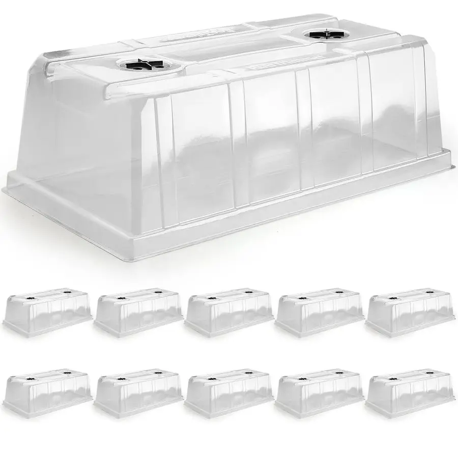 Pack 6.3 Tall Humidity Domes for 1020 Trays, Extra Strength Seed Starter Covers with 2 Adjustable Vents, Clear Plastic Propagati
Pack 6.3 Tall Humidity Domes for 1020 Trays, Extra Strength Seed Starter Covers with 2 Adjustable Vents, Clear Plastic Propagati