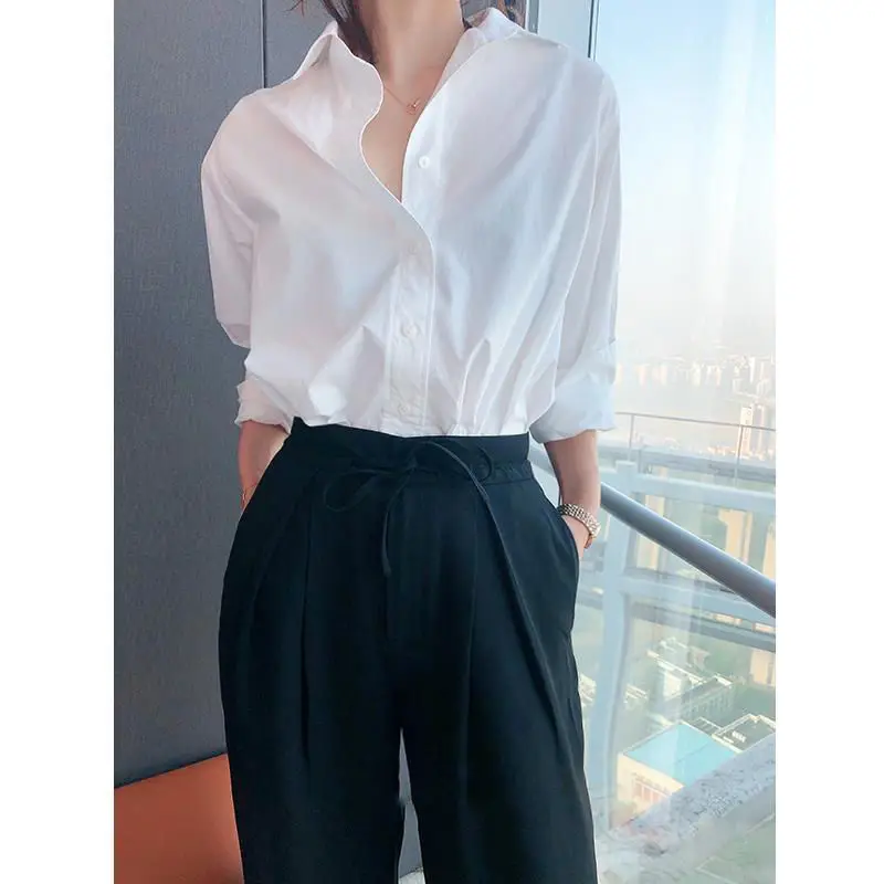 2025Spring and Autumn Versatile Loose Casual Shirt for Women Vintage Cotton White Long Sleeve Shirt Women's Top
2025Spring and Autumn Versatile Loose Casual Shirt for Women Vintage Cotton White Long Sleeve Shirt Women's Top