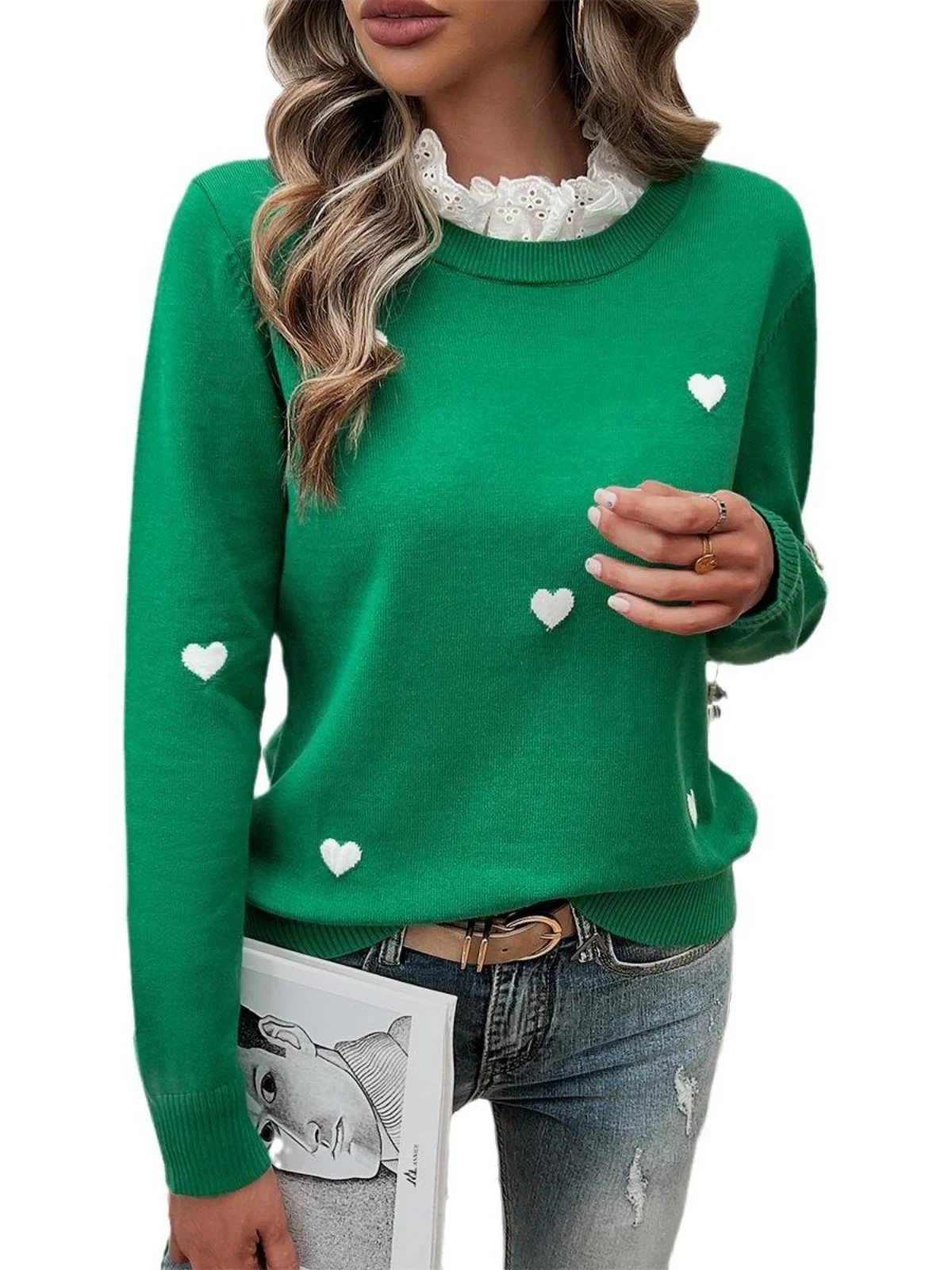 Sweet Sle Long Sve round Ne Knitted Sweater Embroidered Love Design Polyester Fiber Casual Temperament Women's Top
Sweet Sle Long Sve round Ne Knitted Sweater Embroidered Love Design Polyester Fiber Casual Temperament Women's Top