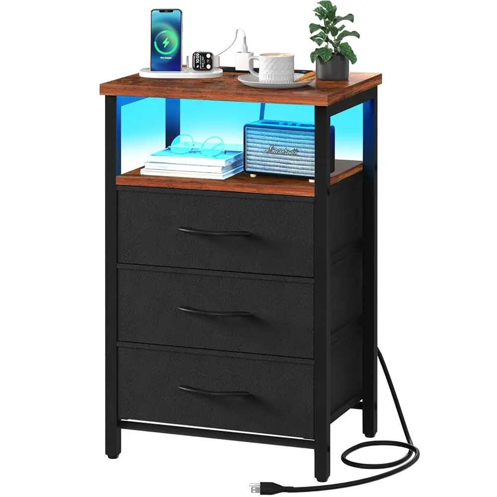 Night Stand With Charging Station, 3 Fabric Drawers Nightstand, Bedside Tables With Storage Shelf, End Table With 16 Colors
Night Stand With Charging Station, 3 Fabric Drawers Nightstand, Bedside Tables With Storage Shelf, End Table With 16 Colors