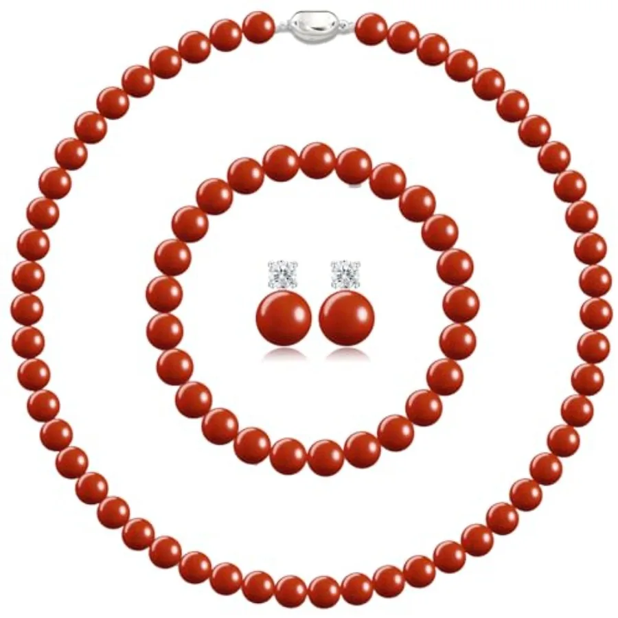 Pearl Necklaces for Women, 8mm Pearl Necklace and Earring Bracelet Jewelry Set for Women Men Wedding Birthday Valentine Christm
Pearl Necklaces for Women, 8mm Pearl Necklace and Earring Bracelet Jewelry Set for Women Men Wedding Birthday Valentine Christm