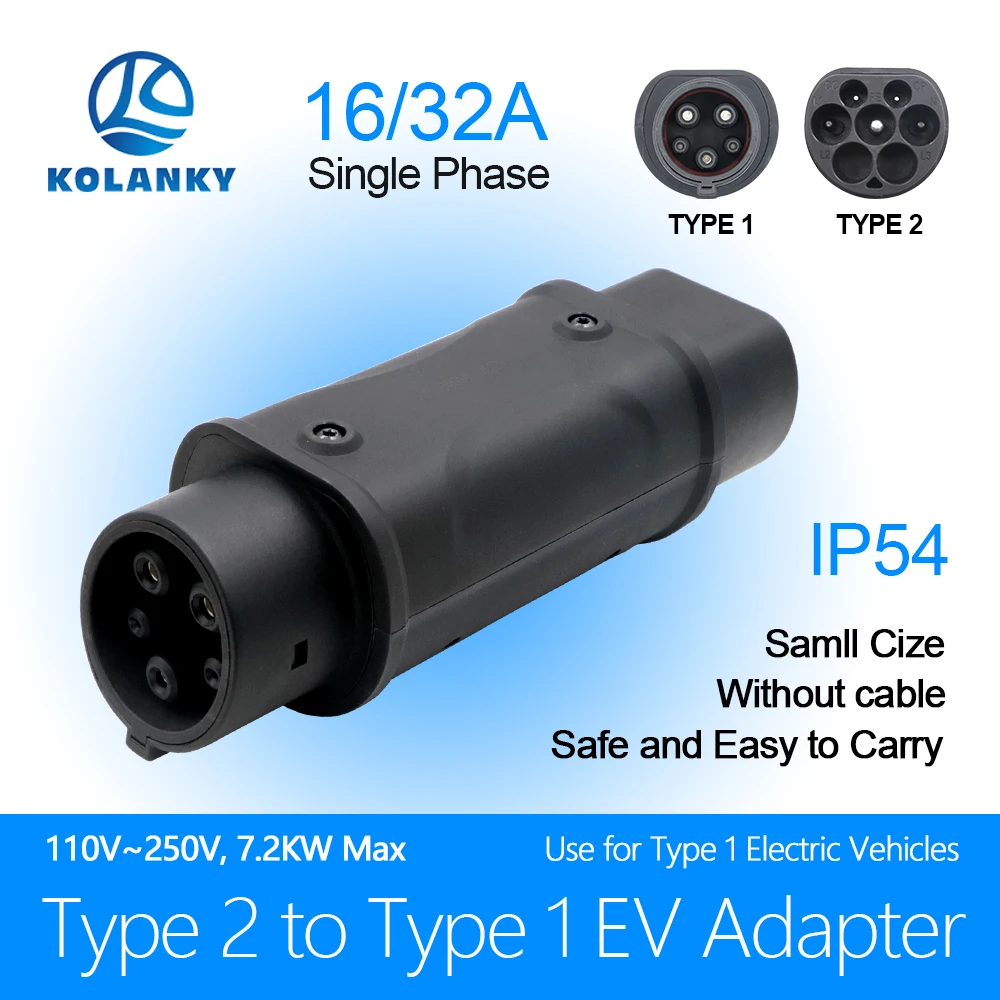 Адаптер зарядного устройства Kolanky EV 32A 7,2 кВт Type2 к Type1 IEC-62169 к SAE J1772 Стандартный разъем для зарядки автомобиля электромобиля
Адаптер зарядного устройства Kolanky EV 32A 7,2 кВт Type2 к Type1 IEC-62169 к SAE J1772 Стандартный разъем для зарядки автомобиля электромобиля
