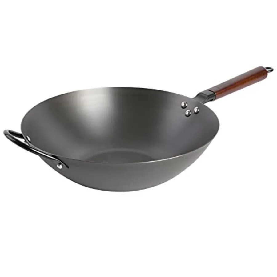 Carbon Steel Wok 14 Inch Flat Bottom Stir Fry Pan Durable Heavy Duty Cookware for High Heat Cooking Stir Fry Sautéing Frying Co
Carbon Steel Wok 14 Inch Flat Bottom Stir Fry Pan Durable Heavy Duty Cookware for High Heat Cooking Stir Fry Sautéing Frying Co