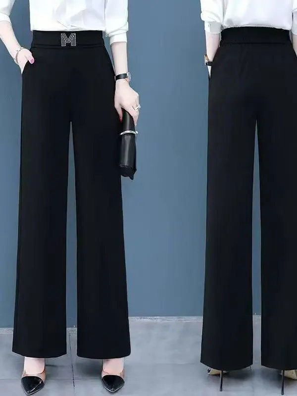 Trendy High Waist Wide Leg Pants Loose Fit Straight Cut Summer Fashionable plus Size Women's Korean Style Polyester Fiber
Trendy High Waist Wide Leg Pants Loose Fit Straight Cut Summer Fashionable plus Size Women's Korean Style Polyester Fiber