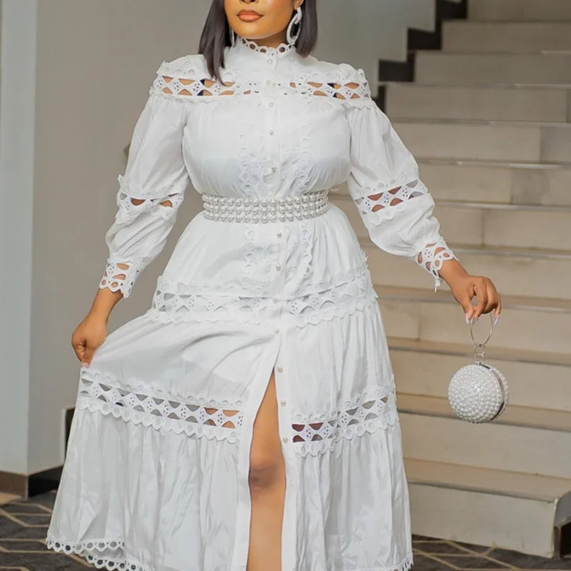 2025 Spring Women's Retro Hollow Lace Patchwork Solid Color Round Neck Loose Plus Size Long Dress C001
2025 Spring Women's Retro Hollow Lace Patchwork Solid Color Round Neck Loose Plus Size Long Dress C001