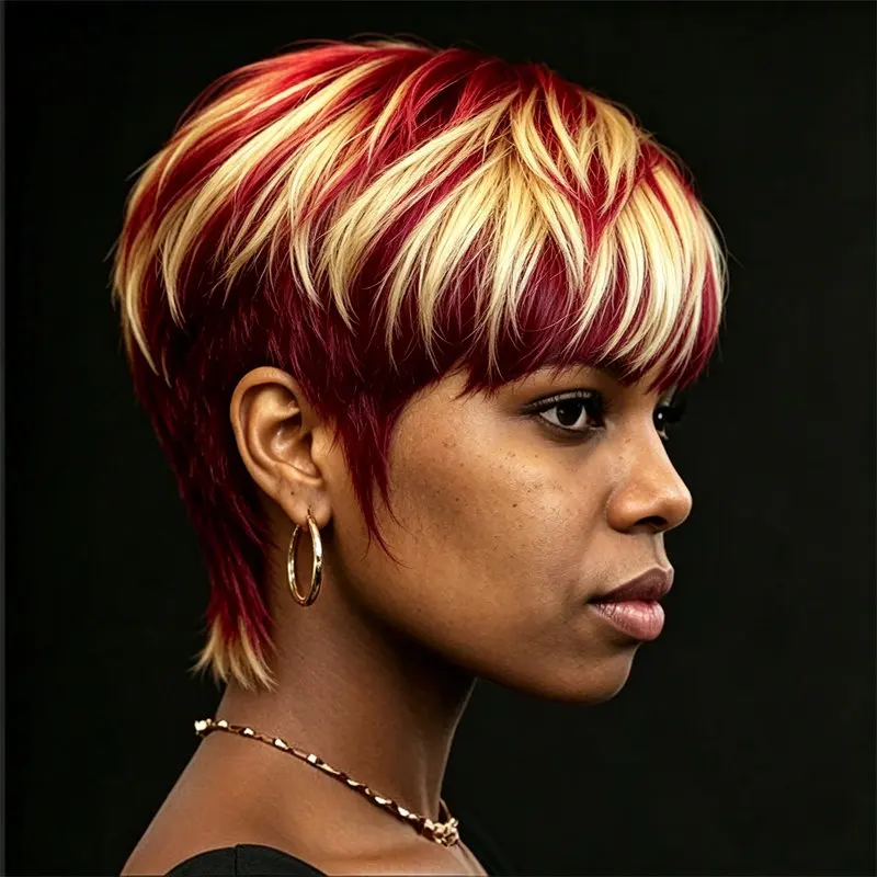 Pixie Cut Short Human Hair Wig Red Blonde Highlight Full Machine Made Wig Fashion Style With Bangs Easy Wear For Women Daily Use
Pixie Cut Short Human Hair Wig Red Blonde Highlight Full Machine Made Wig Fashion Style With Bangs Easy Wear For Women Daily Use