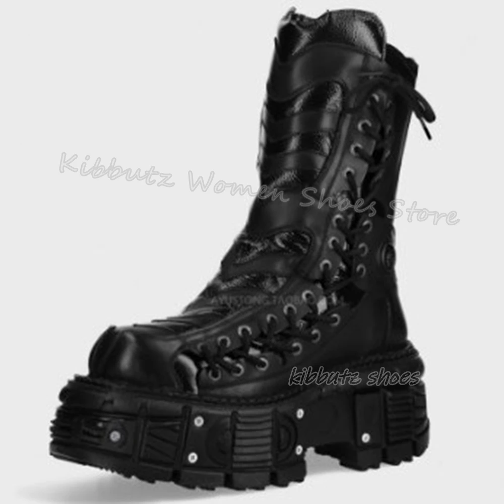 Dark Style Ankle Boot Platform Punk Rock Lace-Up Fashion Elegant Concise Round Toe Thick Bottom Genuine Leather Women Shoes New
Dark Style Ankle Boot Platform Punk Rock Lace-Up Fashion Elegant Concise Round Toe Thick Bottom Genuine Leather Women Shoes New