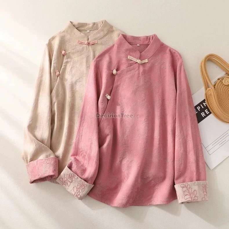 2025 new chinese style stand collar long sleeve improved cotton linen shirt retro women jacquard embroidery loose tang suit top
2025 new chinese style stand collar long sleeve improved cotton linen shirt retro women jacquard embroidery loose tang suit top