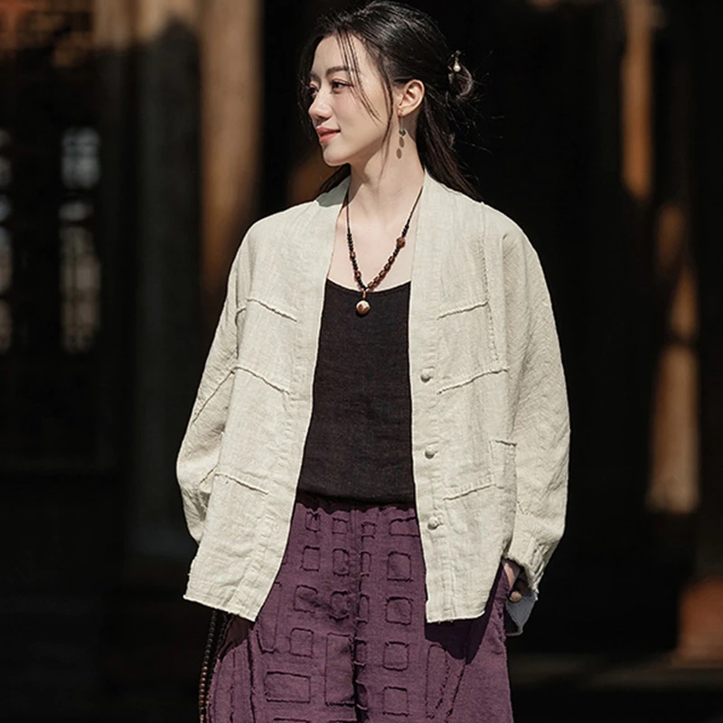 High Quality Cotton Linen Casual Jackets Women New 2025 Spring Vintage Style Plain Color Loose Female Long Sleeve Jackets T347
High Quality Cotton Linen Casual Jackets Women New 2025 Spring Vintage Style Plain Color Loose Female Long Sleeve Jackets T347