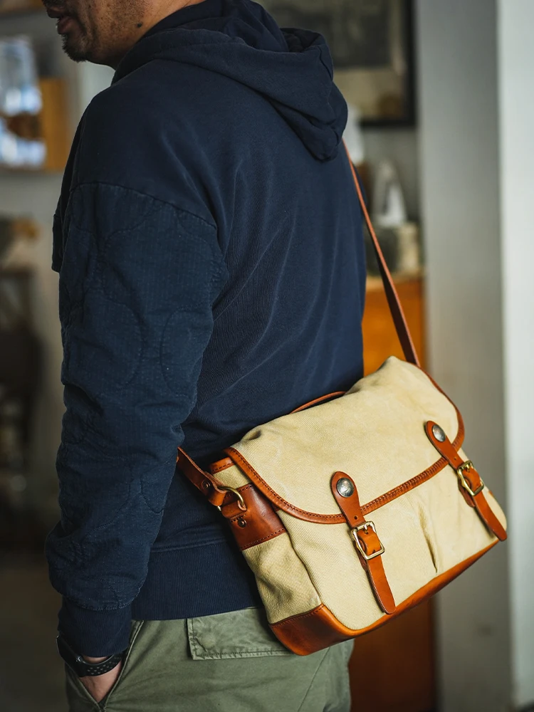 Fashion vintage casual luxury canvas first layer leather men's messenger bag business outdoor travel designer shoulder bag
Fashion vintage casual luxury canvas first layer leather men's messenger bag business outdoor travel designer shoulder bag