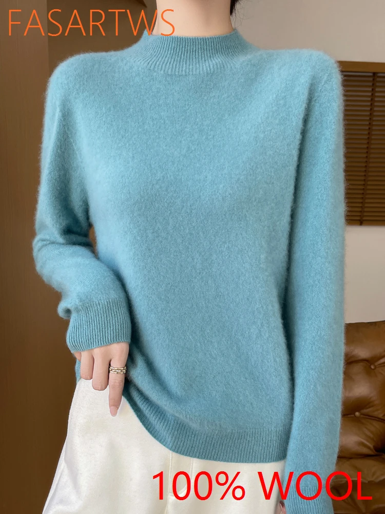 Women's Sweater 100% Merino Wool Half High Collar Pullover Long Sleeve Sweater Knitted Outerwear Knit Top Commute Fashion Trends
Women's Sweater 100% Merino Wool Half High Collar Pullover Long Sleeve Sweater Knitted Outerwear Knit Top Commute Fashion Trends
