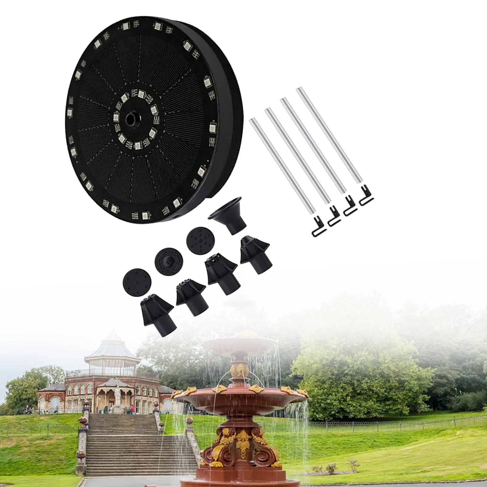 Solar Bird Bath Fountain Colorful LED Lights with 8 Removable Nozzles for Bird Bath Backyard Swimming Pool Garden Outdoor
Solar Bird Bath Fountain Colorful LED Lights with 8 Removable Nozzles for Bird Bath Backyard Swimming Pool Garden Outdoor