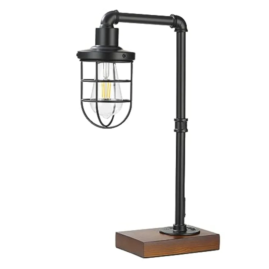 Steampunk Industrial Lamp, E26 Base Rustic Edison Light with Caged Wood Base and Iron Tube Black
Steampunk Industrial Lamp, E26 Base Rustic Edison Light with Caged Wood Base and Iron Tube Black
