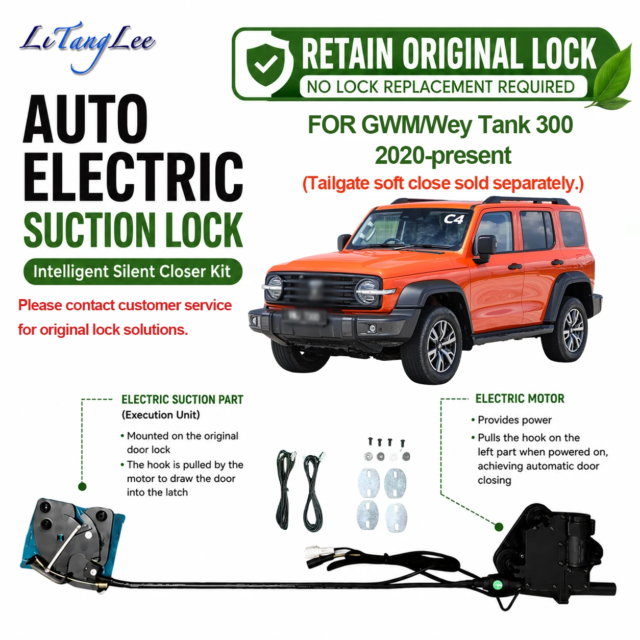 For GWM Wey Tank 300 2020-present Electric Soft Close Door Kit Automatic Door Closing Plug & Play Original Lock Retained
For GWM Wey Tank 300 2020-present Electric Soft Close Door Kit Automatic Door Closing Plug & Play Original Lock Retained