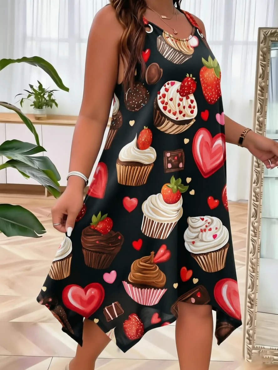 Plus Size Women's Summer Dress Cupcake Strawberry Print Sleeveless Halter Neck Casual Loose Tunic Sundress Black
Plus Size Women's Summer Dress Cupcake Strawberry Print Sleeveless Halter Neck Casual Loose Tunic Sundress Black