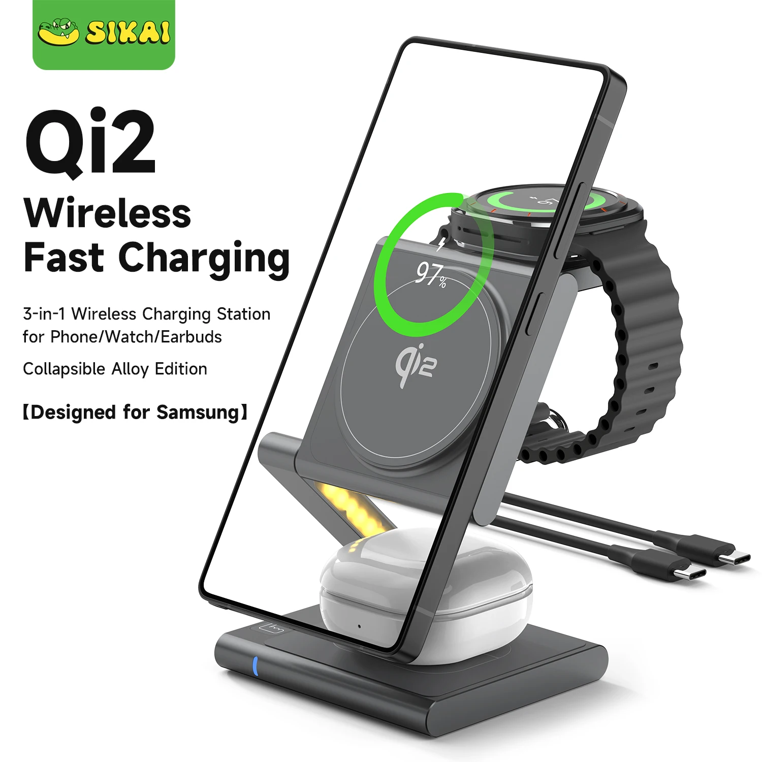 Зарядная станция 3 в 1, алюминиевое магнитное зарядное устройство Qi2 для Samsung Galaxy S25/Ultra/S24/S23/S22/Galaxy Watch 8/7/6/5/Galaxy Buds
Зарядная станция 3 в 1, алюминиевое магнитное зарядное устройство Qi2 для Samsung Galaxy S25/Ultra/S24/S23/S22/Galaxy Watch 8/7/6/5/Galaxy Buds