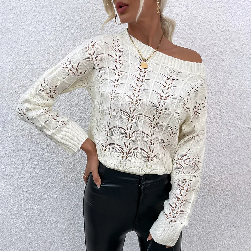 Women Off The Shoulder Sweater Hollow Out White Sweaters O-Neck Knit Jumper Long Sleeve Pullovers Vintage Jumpers Elegant
Women Off The Shoulder Sweater Hollow Out White Sweaters O-Neck Knit Jumper Long Sleeve Pullovers Vintage Jumpers Elegant