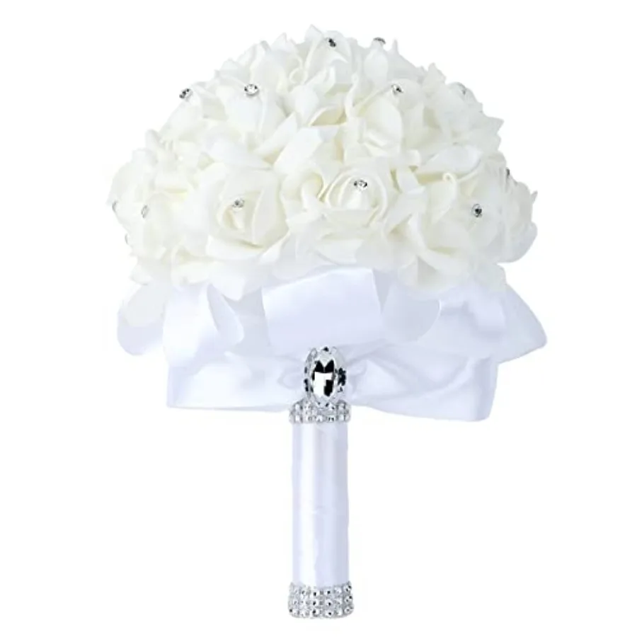 Wedding Bouquet Crystal Roses Bridesmaid Bouquet, Bridal Bouquet Artificial Flowers for Wedding, Party and Church White
Wedding Bouquet Crystal Roses Bridesmaid Bouquet, Bridal Bouquet Artificial Flowers for Wedding, Party and Church White