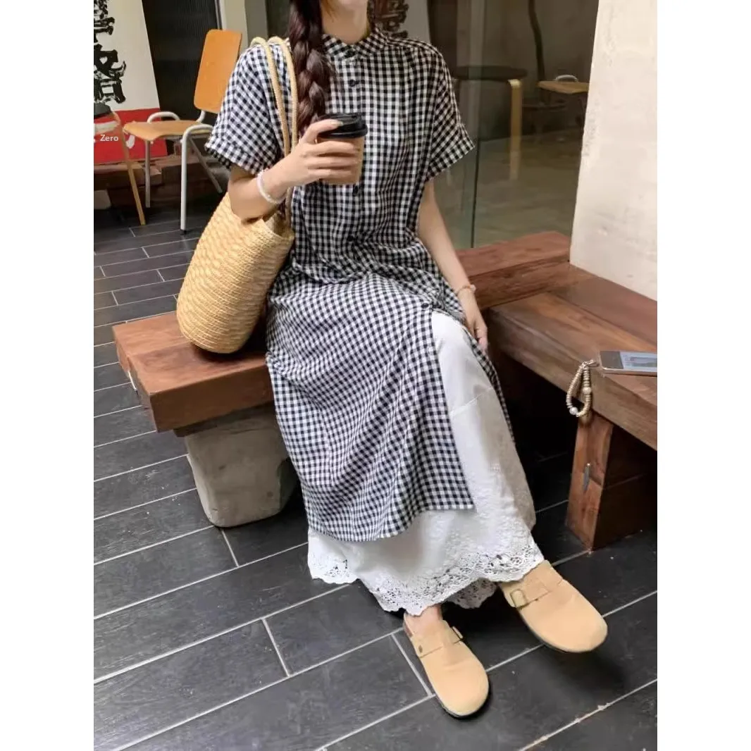 Maternity Summer Dress 2026 New Style Princess A-Line Short Sleeve Checkered Thin Women's Set for Pregnant Women Natural Waist
Maternity Summer Dress 2026 New Style Princess A-Line Short Sleeve Checkered Thin Women's Set for Pregnant Women Natural Waist