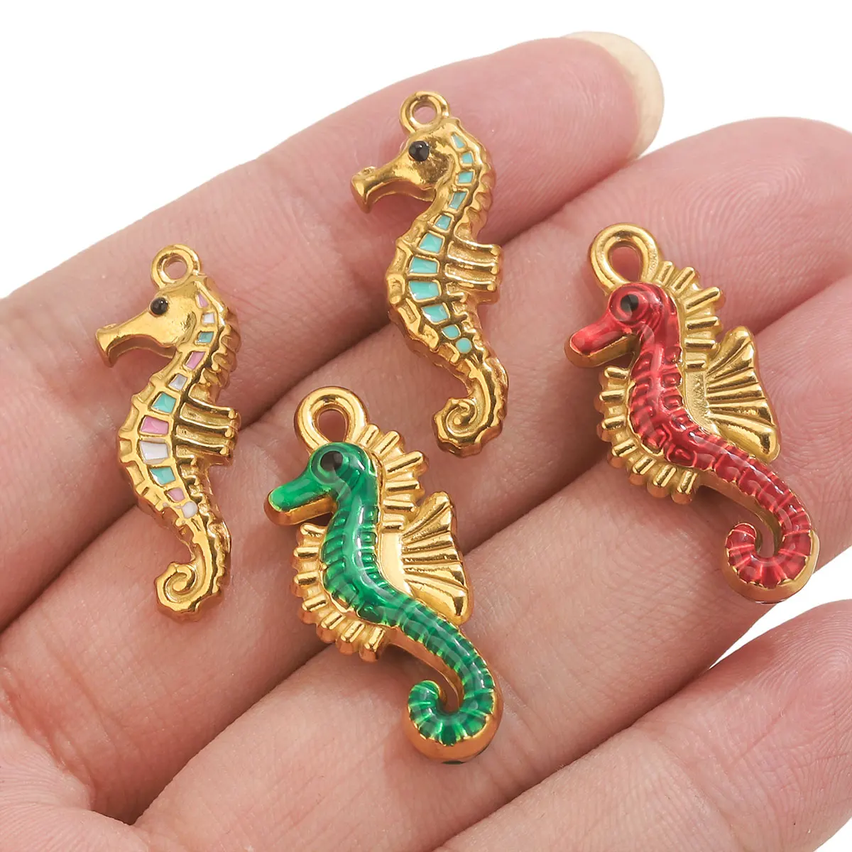 3pcs Stainless Steel Colorful Enamel Sea Horse PVD18K Charms For Jewelry Makings summer Pendants Jewelry Necklace Accessories
3pcs Stainless Steel Colorful Enamel Sea Horse PVD18K Charms For Jewelry Makings summer Pendants Jewelry Necklace Accessories