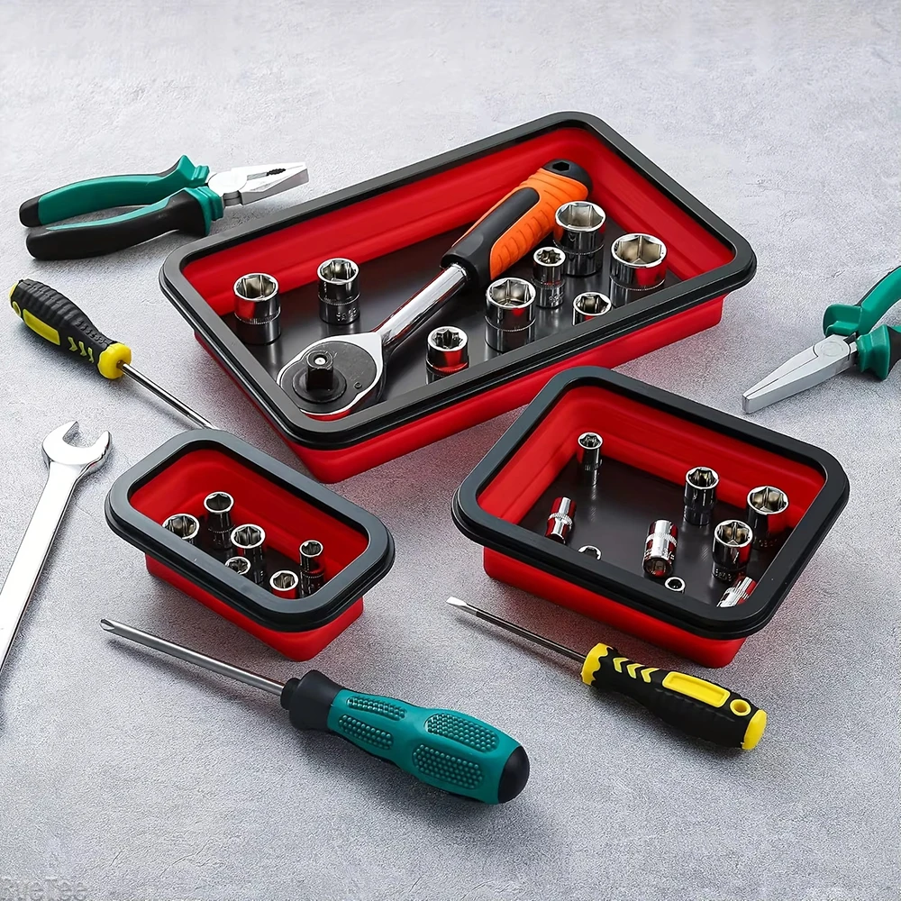 Flexible Silicone Magnetic Tray Collapsible Tool Dish Strong Magnet Screw Holder Portable Repair Parts Storage Bowl for Workshop
Flexible Silicone Magnetic Tray Collapsible Tool Dish Strong Magnet Screw Holder Portable Repair Parts Storage Bowl for Workshop