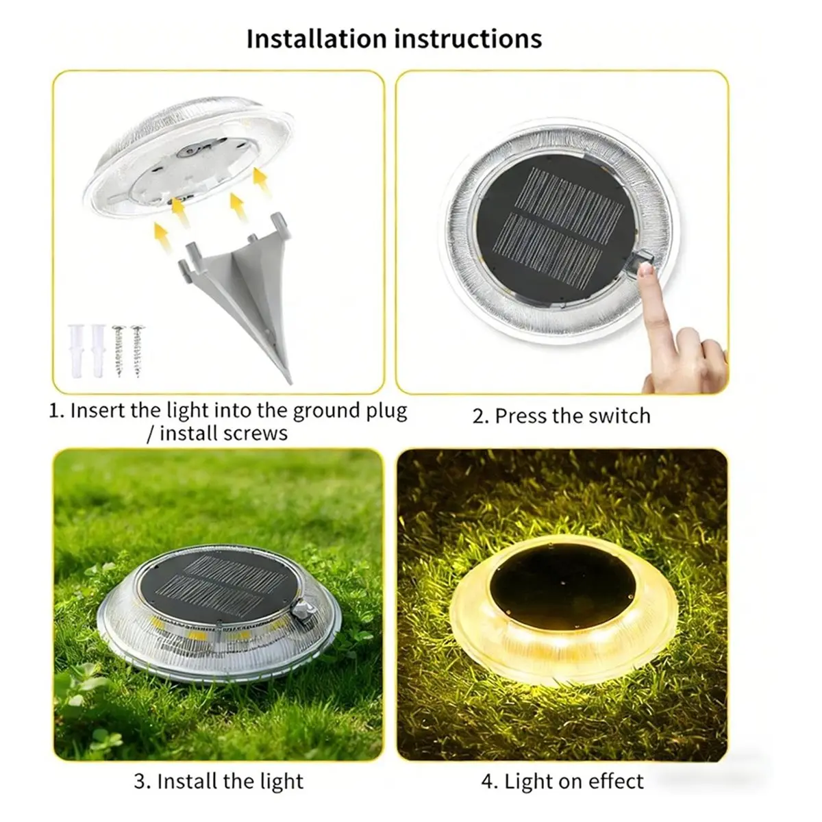 6 Pcs Solar-Powered Ground-Mounted Lights, 3 Color Modes, Solar-Powered & Waterproof Outdoor LED Marker Lights
6 Pcs Solar-Powered Ground-Mounted Lights, 3 Color Modes, Solar-Powered & Waterproof Outdoor LED Marker Lights