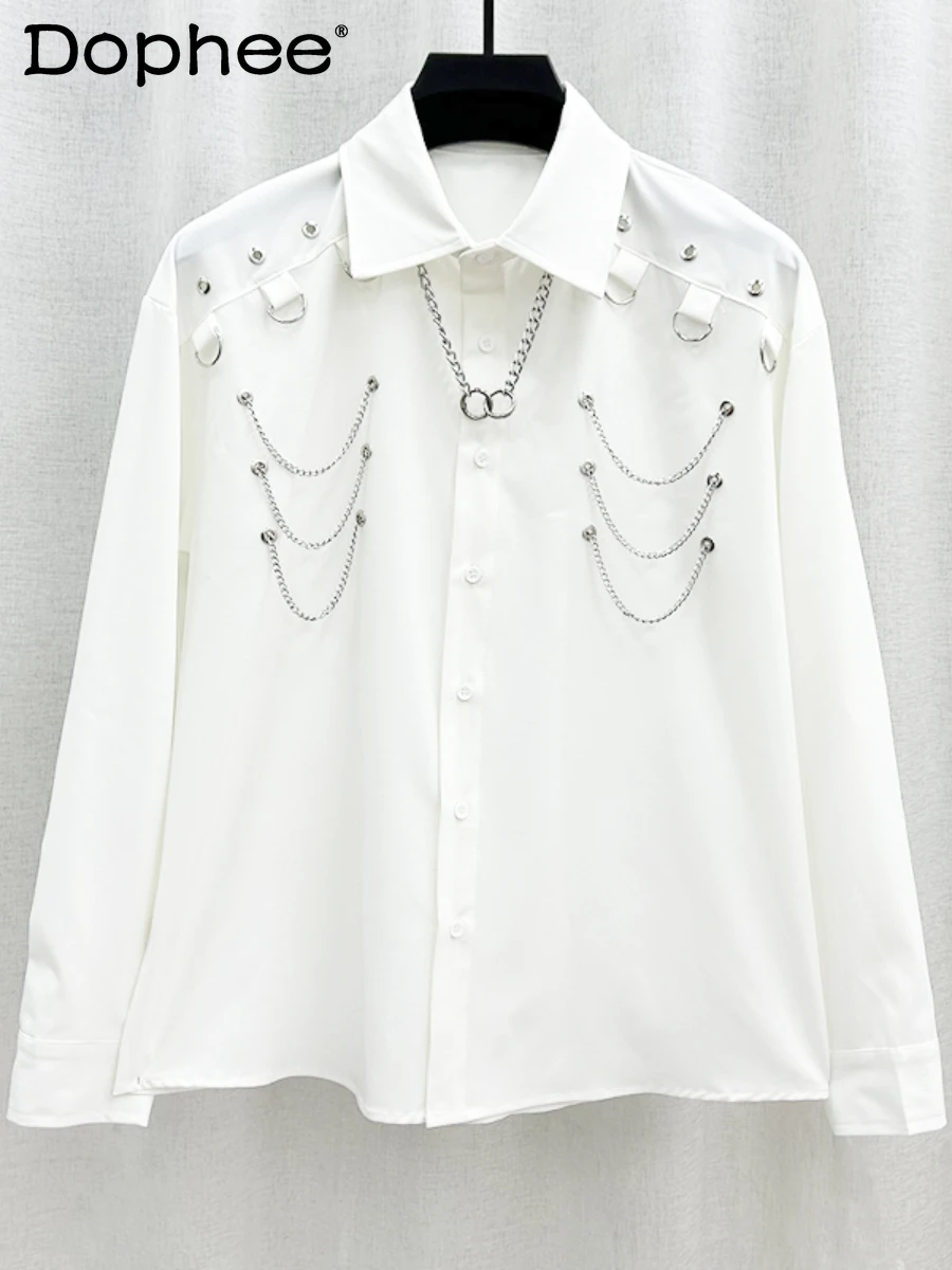 2024 New Trendy High-End Design Chain Shirts Men's Personality Fashion Handsome Loose Comfort Long Sleeve White Shirt Male Tops
2024 New Trendy High-End Design Chain Shirts Men's Personality Fashion Handsome Loose Comfort Long Sleeve White Shirt Male Tops