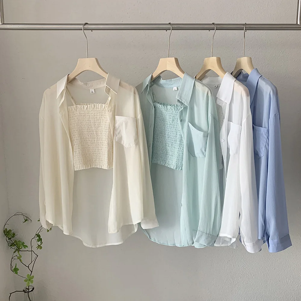 Summer Chiffon Shirt Women Sun Protection Clothing Set Lightweight Long Sleeve Shirts+Ruffles Elastic Bodycon Crop Tops 2Pcs
Summer Chiffon Shirt Women Sun Protection Clothing Set Lightweight Long Sleeve Shirts+Ruffles Elastic Bodycon Crop Tops 2Pcs