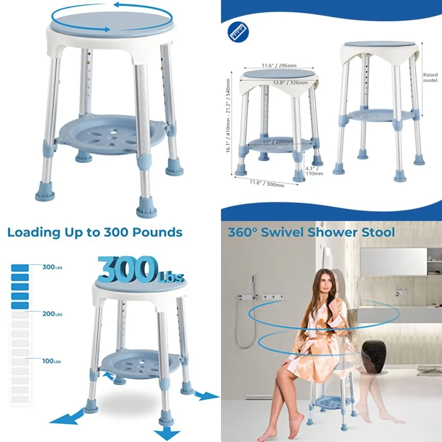 Shower Chair Stool for Inside Shower, Small Corner Plastic Stool for Shower 300 Lb, 360° Swivel Bath Shower Seat for Seniors Ad
Shower Chair Stool for Inside Shower, Small Corner Plastic Stool for Shower 300 Lb, 360° Swivel Bath Shower Seat for Seniors Ad