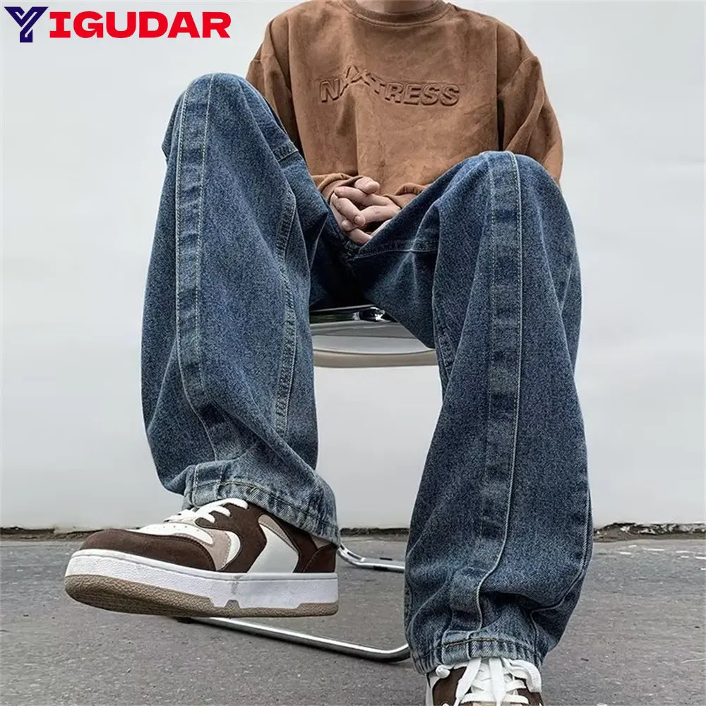 Men Korean Streetwear Wide Legs Baggy Jeans 2022 Mens jeans Autumn Harajuku Vintage Blue Denim Pants Male Casual Cargo Pants
Men Korean Streetwear Wide Legs Baggy Jeans 2022 Mens jeans Autumn Harajuku Vintage Blue Denim Pants Male Casual Cargo Pants