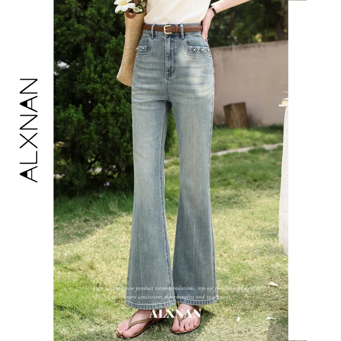 ALXNAN Women's Jeans Blue High Waist Flared Denim Pants Summer Casual Trousers Vintage Fashion Elegant Female Pants 2026 L63719
ALXNAN Women's Jeans Blue High Waist Flared Denim Pants Summer Casual Trousers Vintage Fashion Elegant Female Pants 2026 L63719