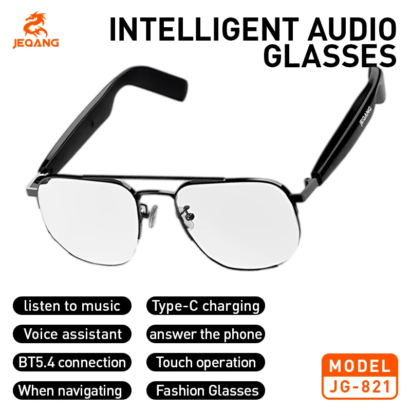 JEQANG JG-821 Bluetooth солнцезащитные умные очки для прослушивания музыки/зарядка типа C/голосовой помощник/подключение телефона/подключение BT5.4
JEQANG JG-821 Bluetooth солнцезащитные умные очки для прослушивания музыки/зарядка типа C/голосовой помощник/подключение телефона/подключение BT5.4