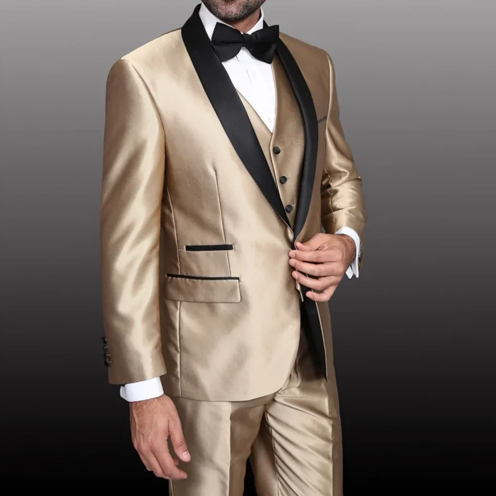 Fashion New Men Suits Chic Shawl Lapel One Button Champagne Satin Male Suit Party Prom Evening Dinner Tuxedo Slim Fit Blazer Set
Fashion New Men Suits Chic Shawl Lapel One Button Champagne Satin Male Suit Party Prom Evening Dinner Tuxedo Slim Fit Blazer Set